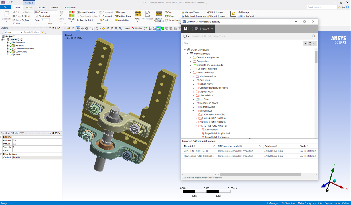 Accessing materials data via MI:Materials Gateway for ANSYS Workbench